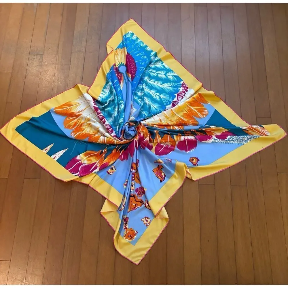 Vintage Silk Huge Brazil Scarf 53”